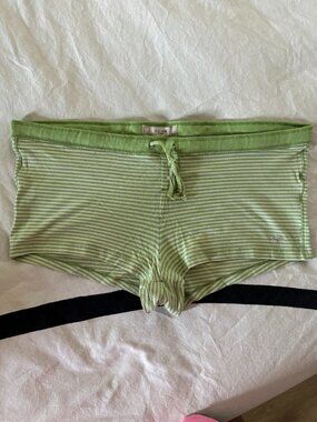 Gilly Hicks Green Striped Sleep Shorts Lounge Shorts Sz L